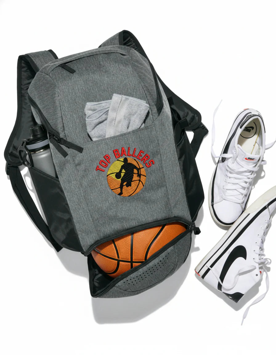 Top Ballers Logo Basketball Backpack with Ball Storage