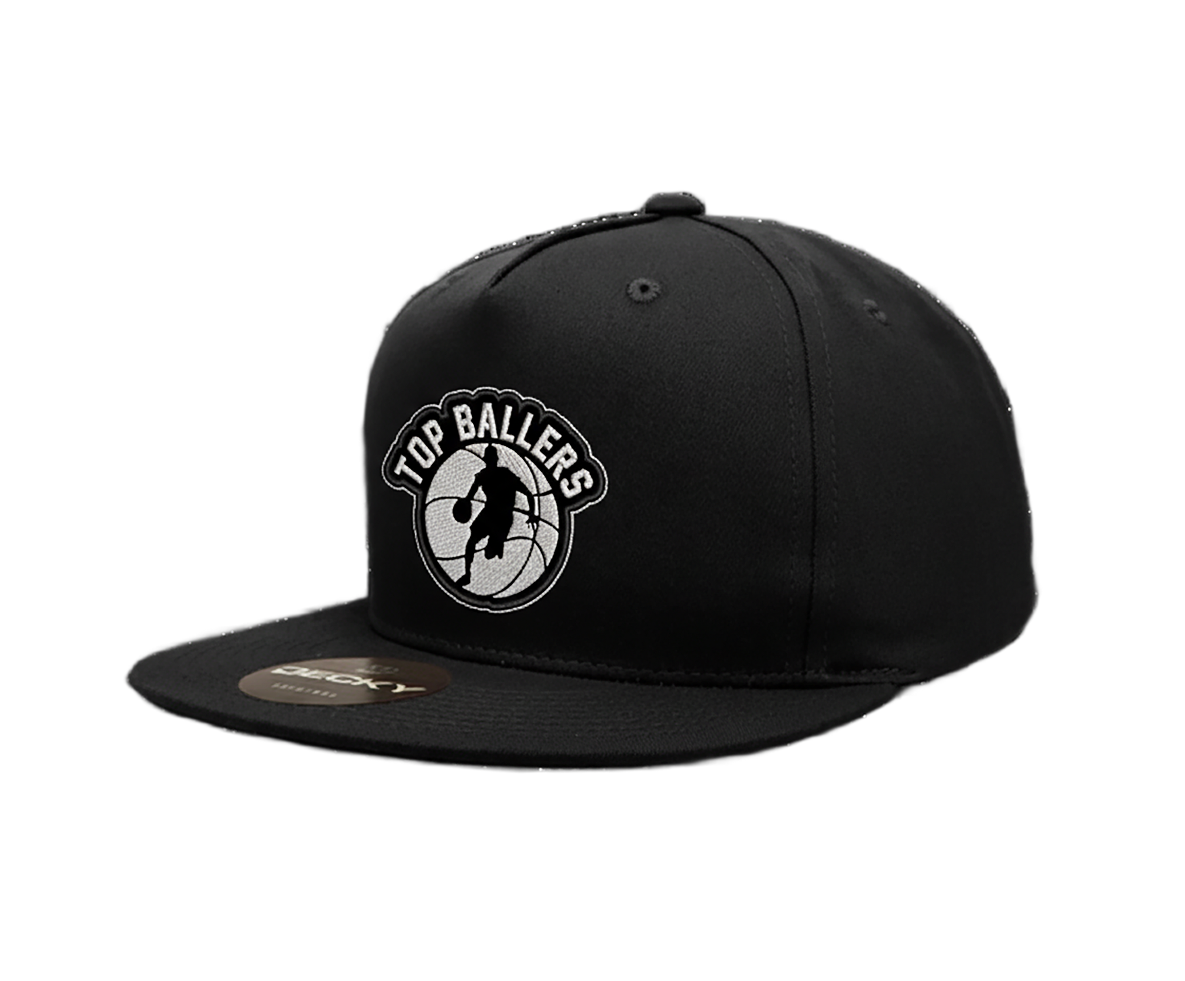 Black Embroidered Snapback Hat